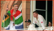 Allan Donald in SA flag after Lord's win.