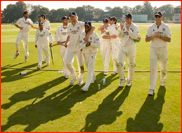 Celebrations on beating Kent in the County Championship