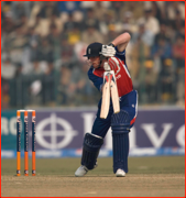 Paul Collingwood bats, Lahore ODI, Pakistan.
