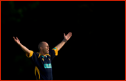 Bowler Billy Taylor celebrates the wicket of Ed Smith