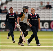 Bowler Katherine Brunt catches Rachel Priest, England v New Zealand, Lord's.