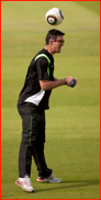 Kevin Pietersen warms up  before his first Surrey game