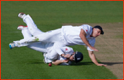 Sub Stewart Walters & Ian Bell collide, Cardiff Test, 2011