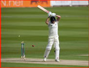 Neil Dexter is bowled by Jade Dernbach, Lord's, 2012