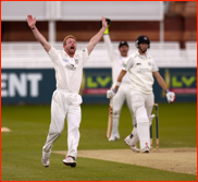 Bowler Paul Collingwood appeals, Lord's, 2012