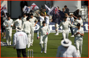 Brendon McCullum leads NZ out, Headingley Test, 2013