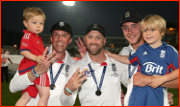 Family celebrations after winning the Ashes, Oval, 2013