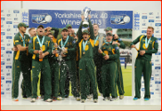 Celebrations after the 2013 YB40 Final v Glamorgan, Lord's