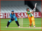 Australia's Lisa Keightley scoring the first century at Lord's by a woman.