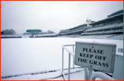 Snow covers Lord's Cricket Ground.