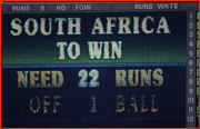 South Africa needing 21 runs off 1 ball to beat England, World Cup, 1992.