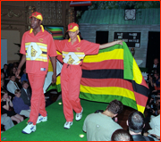 Models wearing the Zimbabwe strip, 1999 World Cup.