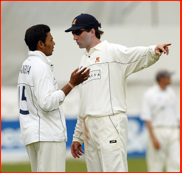 Essex captain Ronnie Irani has words with Danish Kaneria